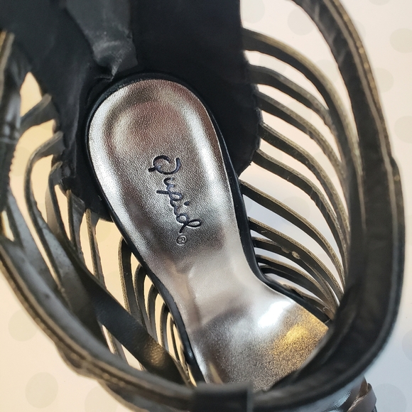 QUPID, Womens Strappy Cage Stiletto Sandal, Peep Toe Sz 7 - Picture 2 of 6